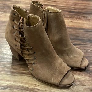 Lucky peep toe, ankle boots. Size 8.5